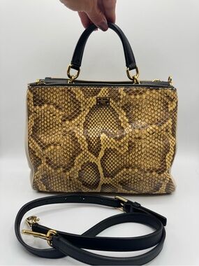 Dolce & Gabbana Python-Print Bag with Strap